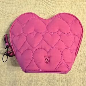 NWT Victoria's Secret Pink Quilted Heart Cosmetic Bag
